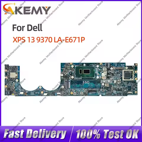 For DELL XPS 13 9370 LA-E671P Notebook Mainboard 0W970W YPVJW 0JCHK7 N01X1 DW2T5 I5 I7 8th Gen CPU 8