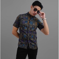 [Ready Stock] Kemeja Batik Songket Short Sleeve kemeja batik shirt baju batik lelaki Baju Batik Kemeja Batik