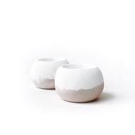 (預購) 奶茶系列 | 圓潤造型雙色水泥盆器兩件組 小肥圓
