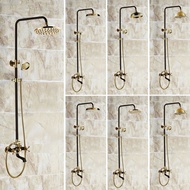 Black Gold Brass Bathroom Faucet Rain Shower Head Mixer System Set With Handshower Tub Spout Uzh408