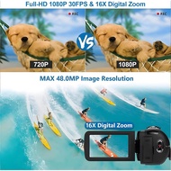 Video Camera Camcorder, Full HD 1080P 48MP Camcorder 16X Digital Video Camera for YouTube, 3.0 Inch 