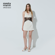 Misty Mynx Halter Neck Satin Mini Dress เดรสสั้นคล้องคอผ้าซาตินแต่งลูกไม้ รุ่น M26FGWB139 (AW26 #B1)