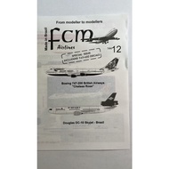 FCM DECALS 144-12 Boeing 747-200 British Airways, DC-10 Skyjet -Brasil Decals 1:144 - DECAL