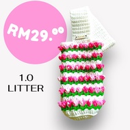 WATER TUMBLER HOLDER CROCHET 1.0 LITTER HANDMADE SARUNG BOTOL KAITAN BUNGA TULIP water bottle holder