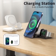 3 in 1 Foldable Magnetic Wireless Charger Stand for Phone 16,15, 14, 13, 12 Pro/Max/Plus, Air-Pod 3/