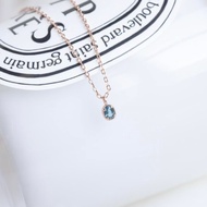 倫敦藍托帕石925純銀橢圓蛋糕項鍊