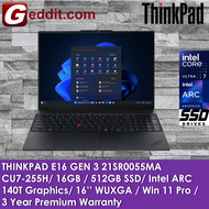 LENOVO THINKPAD E16 G3 21SR0055MA LAPTOP (CU7-225H16GB512GB SSD16"WUXGAARC 140T GPUWIN11 PRO)FREE BA