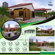 PELAN RUMAH TERKINI | BANGLO 1 TINGKAT (1500kps) | HOUSE DESIGN 3D | PELAN RUMAH DAN 3D PERSPEKTIF VIEW