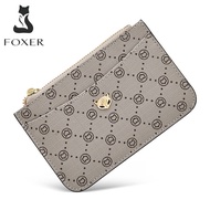 FOXER Women Card Holder PVC Leather Embossing Mini Wallet Stylish Lady Money Bag Coin Pocket Female 