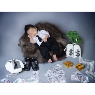 Baby Tuxedo Black Set Tuxedo Suit Black Boss, Entrepreneur, Photoshoot Props Baby Sey Clothes