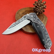 Hot sale!!! NB006-BLACK มีดพับพกพา มีดพกพา มีดเดินป่า มีดสวยงาม มีดแคมป์ปิ้ง แกะลา่ยสวย สีน้ำตาล ใหญ