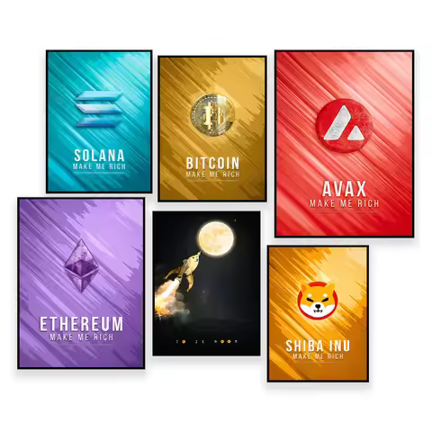 AVAX Art Poster - Bitcoin Art Poster-Ethereum Art Poster -Shiba Inu Art poster - Crypto currency