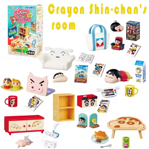 REMENT Capsule Toys Welcome To Crayon Shin-chan's Room Sofa Table Cabinet TV Miniature Scene of A Mi