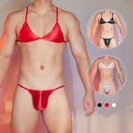Bar Show Pseudo-Mother Three-Point Bikini Sexy Low-Waist Men's Underwear Sexy gay gay Bra Set