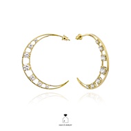 Haus of Jewelry - SELENE STATEMENT HOOPS ต่างหูเงินแท้ ประดับเพชรคิวบิกเซอร์โคเนีย (Cubic Zirconia)