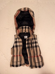 【99%新/近全新】正版 Burberry Kids 經典格紋連帽羽絨背心 (3Y / 98cm) 鴨絨保暖/保存極佳