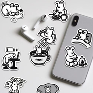 Ohaya ins Korea Black White Illustration Puppy's Daily Series Waterproof diy Handbook Laptop ipad Phone Case Luggage Sticker Sealing