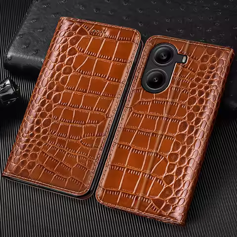 Crocodile Genuine Leather Flip Case For Redmi Turbo 3 4 6 Pro 6A 7 7A 8 8A 9 9A 9C 10 10C 12 12C 13C
