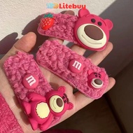 PVN60335 Cute Pink Fur-covered Strawberry Bear Hair Clip T5