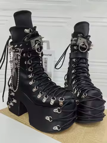 2025 Lolita Punk Shoes Princess Round Head Ultra High Heels Sponge Cake Queen Shoes Suede Sweet Girl