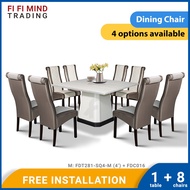 Naegerro 1+8 Square Marble Dining Table Set/ Dining Table 6 Seater/ Meja Makan 6 Kerusi/ Set Meja Makan Marble/Meja Batu