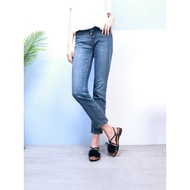 Size 35 Blue Suede Sheep Leather Wedge Heel Sandals with Fur Detail - Stylish Design N87-2