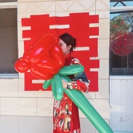 Giant Rose Oversized Long Balloon Material Pack Rose 660 Balloon Braided Bouquet Valentine's Day Mus