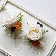 Off White Rose  Wrist Corsage and Boutonniere Set with Artificial Flower for Bride Bridesmaids Weddi