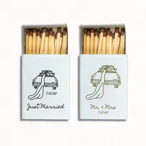 Getaway Car Doodle Matchbox Template Design Wedding Matches Matchbox Favor Personalized Custom Match