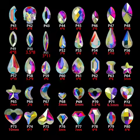 40Style Droplet Horse Eye Boutique Flat bottom nail art rhinestones Glass crystal 3D nail decoration