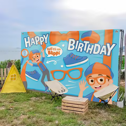 Cartoon B-Blippi flag For Outdoor Camping Bar Picnic Party Home Decoration Ornaments Banner