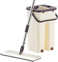 WZHZJ Flat Squeeze Mop And Bucket Hand-Free Wringing Floor Cleaning Mop Wet Or Dry Usage Automatic Spin Self Lazy Mop