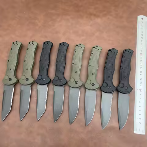 8Models 9070/9071BK Claymore Folding Knife 3.81" CPM-D2 Drop Point Plain Blade, Grivory Handles