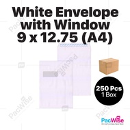 White Envelope A4 / Sampul Surat Putih / Window Envelope 9" x 12.75" (A4 Size) – 250 Pcs/Box