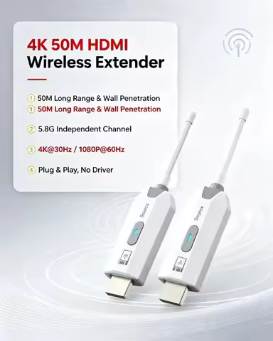 5.8G Point to Point 4K HDMI-Compatible Wireless Extender 50M Transmitter Receiver Stable Signal No I