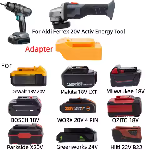 Adapter for DeWalt/Makita/Milwaukee/BOSCH/GREENWORKS/OZITO/PARKSIDE X20V/WORX 20V 4 PIN/Hilti 22V B2
