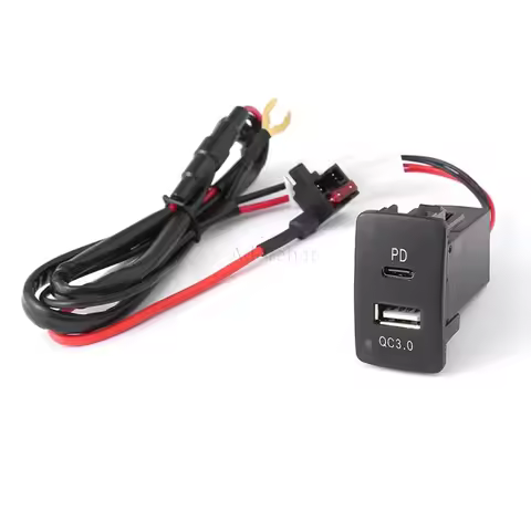 Car Charger Socket Fast Charge Adapter Dual USB PD QC3.0 Power Outlet Switch For Honda Fit 08-13 Acc