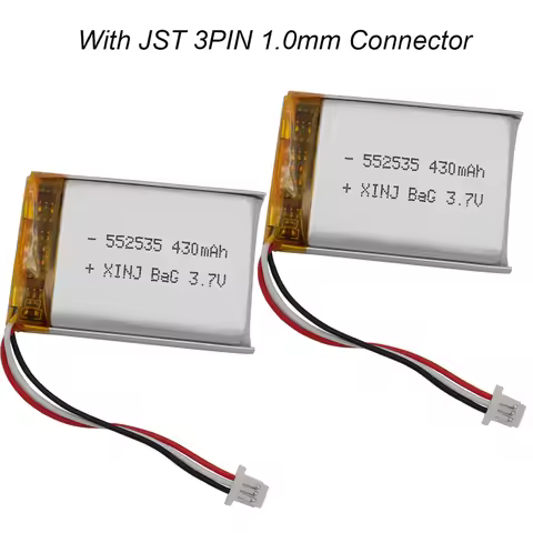 2pcs 3.7V 430mAh 1.59Wh Li-Polymer Rechargeable Li Lipo Battery 552535 JST 3pin 1.0mm For GPS Car Ca