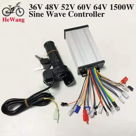 36V 48V 52V 60V 64V Sine Wave Controller Ebike 1000W 1500W with LED Display Battery Throttle Handle 