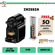 [FREE CAPSULE HOLDER - RANDOM COLOR] Nespresso D40-ME-BK-NE Inissia Fully Automatic Capsule Espresso Coffee Pod Machine (Ruby Black) - D40MEBKNE