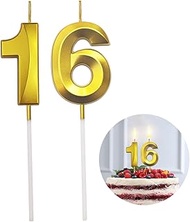 Birthday Candles Numbers 16 Candle 16th Birthday Gold Glitter Candles Decorative 3D Cake Decoration 