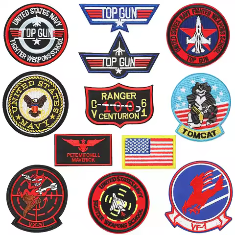 VF-1 Aviation Pilot TOPGUN Top Gun Embroidered Cloth Sticker American Armband Military Fan Morale Ba