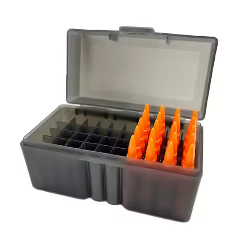50 Rounds Flip-Top Rifle Ammo Box Tactical Rifle Cartridge Storage Case Ammo Can for 5.56x45/.17/.22