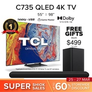 TCL C735 QLED 4K Google TV 98 inch | iMAX Enhanced | 144 Hz VRR | HDMI 2.1 | Dolby Atmos | Gaming TV |  Android TV