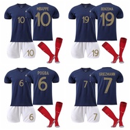 【Uhome】2022 World Cup France home jersey football kit Mbappe Benzema Griezmann Pogba set with socks
