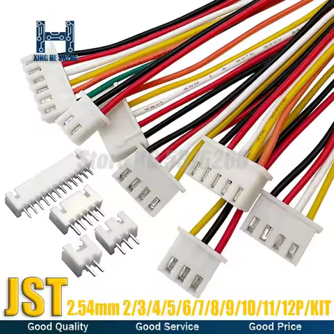 5Sets JST XH2.54 XH 2.54mm Wire Cable Connector 2/3/4/5/6/7/8/9/10 Pin Pitch Male Female Plug Socket