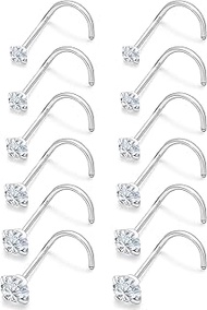 22G 20G 18G Corkscrew Nose Ring Stud Surgical Steel Nose Studs Hypoallergenic Nostril Ring Stud Pier