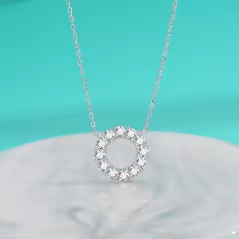 18k White Gold 1.2ct Moissanite Full Row Diamond Necklace Girls Niche Pendant Platinum Pt950 Luxury 