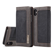 Magnetic Wallet Cover For iPhone X Vintage Durable Denim Canvas Leather Case For Apple iPhone 10 X K