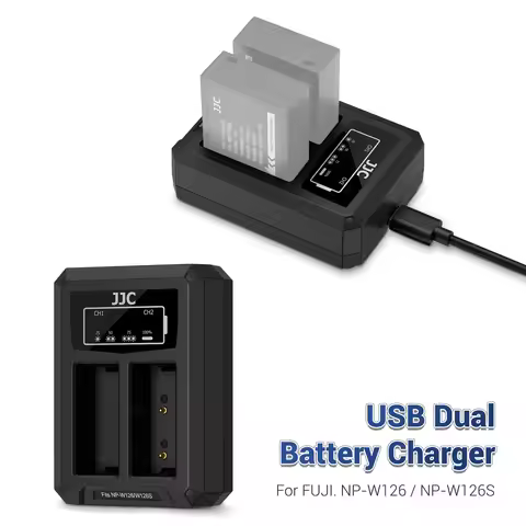JJC USB Type C Dual Battery Charger for Fujifilm XT30 III XT30 II XT20 XT50 XT100 XT200 XE4 XE5 Batt